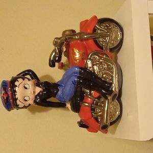 Betty boop biker clay art cookie jar (hand painted)